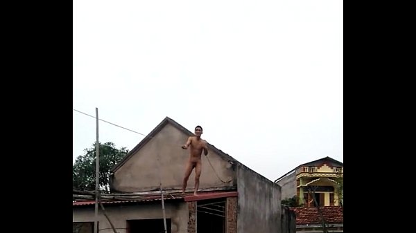 Naked girl plays with electric cord and wants to commit suicide