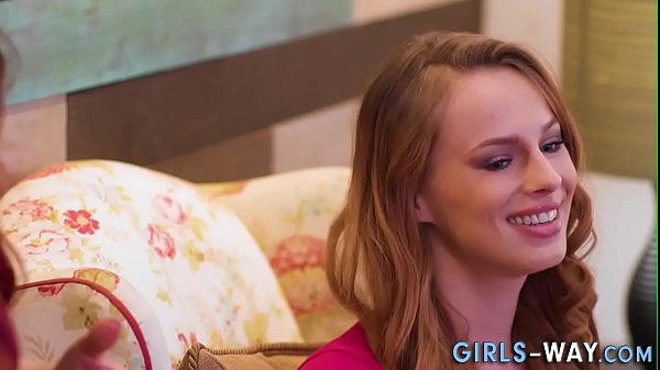 Redheaded lesbian licks out teen babes pussy