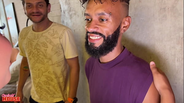 Unfaithful girl in a threesome with older men