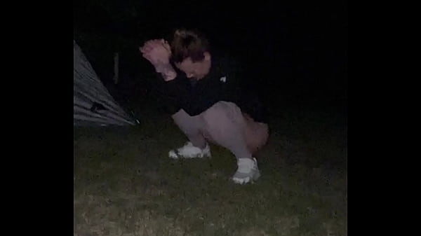 Outdoor Flashing and Teasing WET Pussy BIG Dick and a campfire