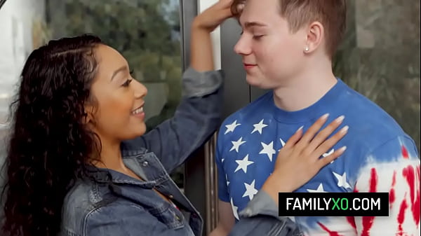 Patriotic stepsisters Sarah Lace and Amber Summer threesome sex with their stepbrother on 4th July