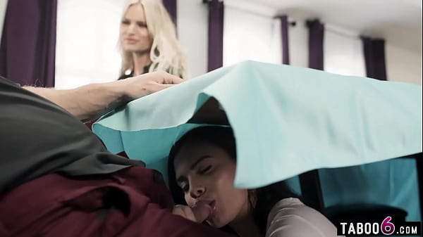 Cheating accountant husband in a love triangle with client Violet Starr and his MILF wife Rachael Cavalli