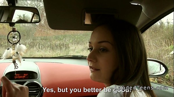 Brunette stranded teen gangbanged in the car